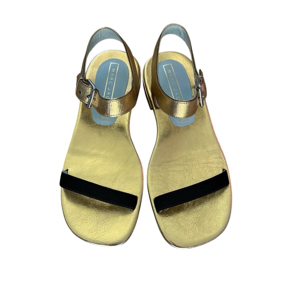 Marc Jacobs Elizabeth Gold and Black Flat Sandals size 37